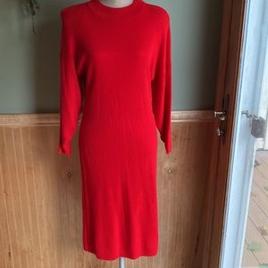 Vintage Jonathan Cass red crew neck sweater dress